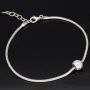 Stilvolles 925 sterling Silberarmband mit funkelndem Kugel-Bead, besetzt mit vielen kleinen Zirkonia (Diamantimitaten) - Länge verstellbar von ca. 19 bis 22 cm