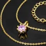 Exquisites Schmuckset - Kette mit Anhänger aus Sterling Silber 925, vergoldet, mit einem in Krappen gefassten, fliederfarbenen Zirkonia (Diamantimitat 1,00 ct. Brillantschliff)