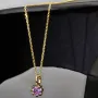 Exquisites Schmuckset - Kette mit Anhänger aus Sterling Silber 925, vergoldet, mit einem in Krappen gefassten, fliederfarbenen Zirkonia (Diamantimitat 1,00 ct. Brillantschliff)
