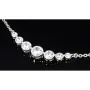 Exquisites Collier aus Sterling Silber 925, rhodiniert und poliert, mit eingearbeitetem Zierelement, bestückt mit größeren, eingefassten Zirkonia (Diamantimitat, Brillantschliff) ca. 44-49 cm Länge verstellbar