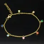 Charm-Armband für Damen aus 925er Silber, vergoldet, dekoriert mit farbenfrohen, bunten, brillantgeschliffenen Zirkonia (Diamantimitaten) in edlen Krappenfassungen - längenverstellbar in ca. 17, 18, 19, 20 cm