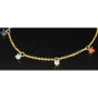 Charm-Armband für Damen aus 925er Silber, vergoldet, dekoriert mit farbenfrohen, bunten, brillantgeschliffenen Zirkonia (Diamantimitaten) in edlen Krappenfassungen - längenverstellbar in ca. 17, 18, 19, 20 cm