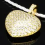 Baby-Armband mit funkelndem Herz-Anhänger aus 925er Silber, vergoldet, besetzt mit brillantgeschliffenen Zirkonia (Diamantimitaten) in edlen Krappenfassungen - ca. 14cm