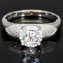 Edler Ring für Damen mit einem hochkarätigen Zirkonia im Brillantschliff (Diamantimitat) und vielen kleinen Zirkonia – 925er Sterling Silber, rhodiniert und poliert - RG ca. 63