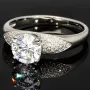 Edler Ring für Damen mit einem hochkarätigen Zirkonia im Brillantschliff (Diamantimitat) und vielen kleinen Zirkonia – 925er Sterling Silber, rhodiniert und poliert - RG ca. 63