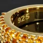 Funkelnder Ring aus Sterling Silber 925, vergoldet mit Zirkoniabesatz im Brillantschliff in orange gellblichen Farbtönen - Ringgröße ca. 56
