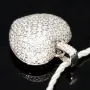 Baby-Armband mit funkelndem Herz-Anhänger aus 925er Silber, rhodiniert und poliert, besetzt mit brillantgeschliffenen Zirkonia (Diamantimitaten) in edlen Krappenfassungen - ca. 14cm