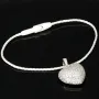 Baby-Armband mit funkelndem Herz-Anhänger aus 925er Silber, rhodiniert und poliert, besetzt mit brillantgeschliffenen Zirkonia (Diamantimitaten) in edlen Krappenfassungen - ca. 14cm