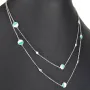 Zweireihige Layer-Kette mit außergewöhnlichem Design aus 925er Sterling Silber rhodiniert, besetzt mit funkelnden Zirkoniasteinen in Pave- und Zargenfassungen (Diamantimitationen) - Länge verstellbar ca- 45- 50cm