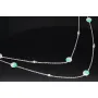 Zweireihige Layer-Kette mit außergewöhnlichem Design aus 925er Sterling Silber rhodiniert, besetzt mit funkelnden Zirkoniasteinen in Pave- und Zargenfassungen (Diamantimitationen) - Länge verstellbar ca- 45- 50cm