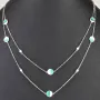 Zweireihige Layer-Kette mit außergewöhnlichem Design aus 925er Sterling Silber rhodiniert, besetzt mit funkelnden Zirkoniasteinen in Pave- und Zargenfassungen (Diamantimitationen) - Länge verstellbar ca- 45- 50cm