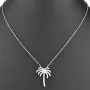 Stylische Palmen-Kette mit 62 leuchtenden Zirkonia-Steinen, 0,31 ct – 925 Sterling Silber poliert und rhodiniert - Länge verstellbar 45-50 cm