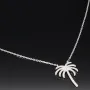 Stylische Palmen-Kette mit 62 leuchtenden Zirkonia-Steinen, 0,31 ct – 925 Sterling Silber poliert und rhodiniert - Länge verstellbar 45-50 cm
