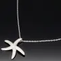 Maritime Seestern-Kette mit vielen kleinen, funkelnden Zirkonia-Steinen (Diamatimitate, Brillantschliff) aus 925 Sterling Silber poliert und rhodiniert - Länge verstellbar 45-50 cm