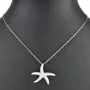 Maritime Seestern-Kette mit vielen kleinen, funkelnden Zirkonia-Steinen (Diamatimitate, Brillantschliff) aus 925 Sterling Silber poliert und rhodiniert - Länge verstellbar 45-50 cm