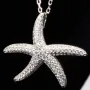 Maritime Seestern-Kette mit vielen kleinen, funkelnden Zirkonia-Steinen (Diamatimitate, Brillantschliff) aus 925 Sterling Silber poliert und rhodiniert - Länge verstellbar 45-50 cm