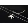 Maritime Seestern-Kette mit vielen kleinen, funkelnden Zirkonia-Steinen (Diamatimitate, Brillantschliff) aus 925 Sterling Silber poliert und rhodiniert - Länge verstellbar 45-50 cm
