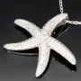 Maritime Seestern-Kette mit vielen kleinen, funkelnden Zirkonia-Steinen (Diamatimitate, Brillantschliff) aus 925 Sterling Silber poliert und rhodiniert - Länge verstellbar 45-50 cm