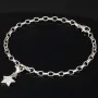 Verspieltes rhodiniertes Silberarmband mit abnehmbarem Sterneinhänger und 11 funkelnden Zirkonia (Diamantimitationen ca. 0,11 ct) im Brillantschliff - ca. 19cm - 925 Sterling Silber