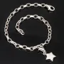 Verspieltes rhodiniertes Silberarmband mit abnehmbarem Sterneinhänger und 11 funkelnden Zirkonia (Diamantimitationen ca. 0,11 ct) im Brillantschliff - ca. 19cm - 925 Sterling Silber