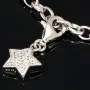Verspieltes rhodiniertes Silberarmband mit abnehmbarem Sterneinhänger und 11 funkelnden Zirkonia (Diamantimitationen ca. 0,11 ct) im Brillantschliff - ca. 19cm - 925 Sterling Silber