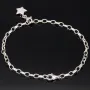 Verspieltes rhodiniertes Silberarmband mit abnehmbarem Sterneinhänger und 11 funkelnden Zirkonia (Diamantimitationen ca. 0,11 ct) im Brillantschliff - ca. 19cm - 925 Sterling Silber