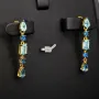 Edle Ohrhänger - Silberohrringe aus 925 Sterling Silber mit funkelnden Zirkoniasteinen (Diamantimitationen ) ca. 3,12ct Schliffmix, multicolor - edel vergoldet