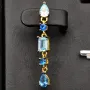 Edle Ohrhänger - Silberohrringe aus 925 Sterling Silber mit funkelnden Zirkoniasteinen (Diamantimitationen ) ca. 3,12ct Schliffmix, multicolor - edel vergoldet