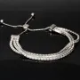 Dreireihiges Zirkonia-Armband / Zugarmband (Diamantimitationen, Brillantschliff) aus 925er Sterling Silber – filigran, funkelnd & längenverstellbar (ca. 16–21 cm) - mit ca. 140 fein eingearbeiteten Zirkoniasteinen (Diamantimitationen, Brillantschliff)