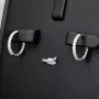 Mini Creolen / Ohrringe aus 925 Sterling Silber, rhodiniert und poliert veredelt mit leuchtenden Zirkonia-Steinen (Diamantimitationen) im Brillantschliff
