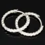 Mini Creolen / Ohrringe aus 925 Sterling Silber, rhodiniert und poliert veredelt mit leuchtenden Zirkonia-Steinen (Diamantimitationen) im Brillantschliff