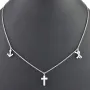 Stilvolle Halskette aus rhodiniertem 925er Silber mit eingearbeiteten Charms (Kreuz, Schleife und Anker) mit Zirkoniasteinen besetzt (Diamantimitationen), ca. 42-45 länge verstellbar