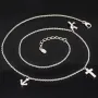 Stilvolle Halskette aus rhodiniertem 925er Silber mit eingearbeiteten Charms (Kreuz, Schleife und Anker) mit Zirkoniasteinen besetzt (Diamantimitationen), ca. 42-45 länge verstellbar