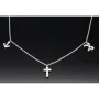 Stilvolle Halskette aus rhodiniertem 925er Silber mit eingearbeiteten Charms (Kreuz, Schleife und Anker) mit Zirkoniasteinen besetzt (Diamantimitationen), ca. 42-45 länge verstellbar
