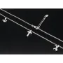 Stilvolle Halskette aus rhodiniertem 925er Silber mit eingearbeiteten Charms (Kreuz, Schleife und Anker) mit Zirkoniasteinen besetzt (Diamantimitationen), ca. 42-45 länge verstellbar