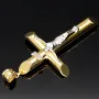 Größerer Kreuzanhänger „Jesus Christus“ Kreuz aus 585er (14 Karat) Bicolor-Gold
