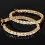 Vergoldete Creolen / Ohrringe aus 925 Sterling Silber mit 58 Zirkonia im Brillantschliff (Diamantimitationen)