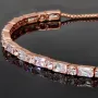 Exquisites 925er Silberarmband, rosévergoldet für Damen mit Zirkoniabesatz im Baguette- und Diamantschliff – Armband längenverstellbar von ca. 16-24 cm