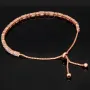 Exquisites 925er Silberarmband, rosévergoldet für Damen mit Zirkoniabesatz im Baguette- und Diamantschliff – Armband längenverstellbar von ca. 16-24 cm