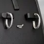Glänzende Creolen / Ohrringe aus 925 Silber, rhodiniert und poliert, besetzt mit vielen, kleinen funkelnden Zirkonia-Steinen im Brillantschliff
