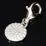 Funkelnder Charm-Anhänger aus 925er Sterling Silber mit Karabiner – rhodiniert, poliert & mit Zirkonia veredelt (Diamantimitation, Brillantschliff) - z.b. für Armbänder als Bag-Charm am Reißverschluss einer Tasche