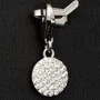 Funkelnder Charm-Anhänger aus 925er Sterling Silber mit Karabiner – rhodiniert, poliert & mit Zirkonia veredelt (Diamantimitation, Brillantschliff) - z.b. für Armbänder als Bag-Charm am Reißverschluss einer Tasche