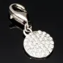 Funkelnder Charm-Anhänger aus 925er Sterling Silber mit Karabiner – rhodiniert, poliert & mit Zirkonia veredelt (Diamantimitation, Brillantschliff) - z.b. für Armbänder als Bag-Charm am Reißverschluss einer Tasche