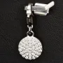 Funkelnder Charm-Anhänger aus 925er Sterling Silber mit Karabiner – rhodiniert, poliert & mit Zirkonia veredelt (Diamantimitation, Brillantschliff) - z.b. für Armbänder als Bag-Charm am Reißverschluss einer Tasche