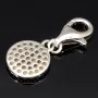 Funkelnder Charm-Anhänger aus 925er Sterling Silber mit Karabiner – rhodiniert, poliert & mit Zirkonia veredelt (Diamantimitation, Brillantschliff) - z.b. für Armbänder als Bag-Charm am Reißverschluss einer Tasche