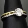 2-teiliges Ringset mit Zirkonia (Diamantimitat ca. 1ct ) im Brillantschliff – Sterling Silber 925, bicolor (1x rhodiniert & 1x vergoldet) RG ca. 63