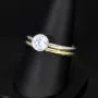 2-teiliges Ringset mit Zirkonia (Diamantimitat ca. 1ct ) im Brillantschliff – Sterling Silber 925, bicolor (1x rhodiniert & 1x vergoldet) RG ca. 63