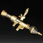 Glänzender Raketenwerfer, Panzerfaust, Bazooka-Anhänger aus hochwertigem Bicolor 585 / 14K Gold (Gelbgold und Weißgold)