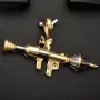 Glänzender Raketenwerfer, Panzerfaust, Bazooka-Anhänger aus hochwertigem Bicolor 585 / 14K Gold (Gelbgold und Weißgold)