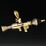 Glänzender Raketenwerfer, Panzerfaust, Bazooka-Anhänger aus hochwertigem Bicolor 585 / 14K Gold (Gelbgold und Weißgold)